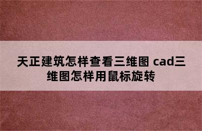 天正建筑怎样查看三维图 cad三维图怎样用鼠标旋转